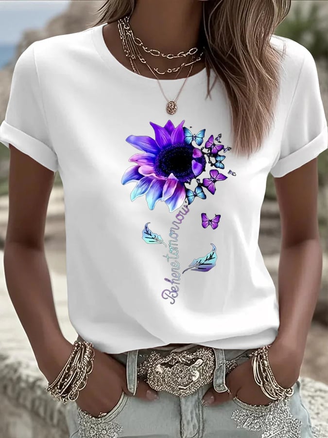 Women'S Mental Health Awareness Print Casual T-Shirt
