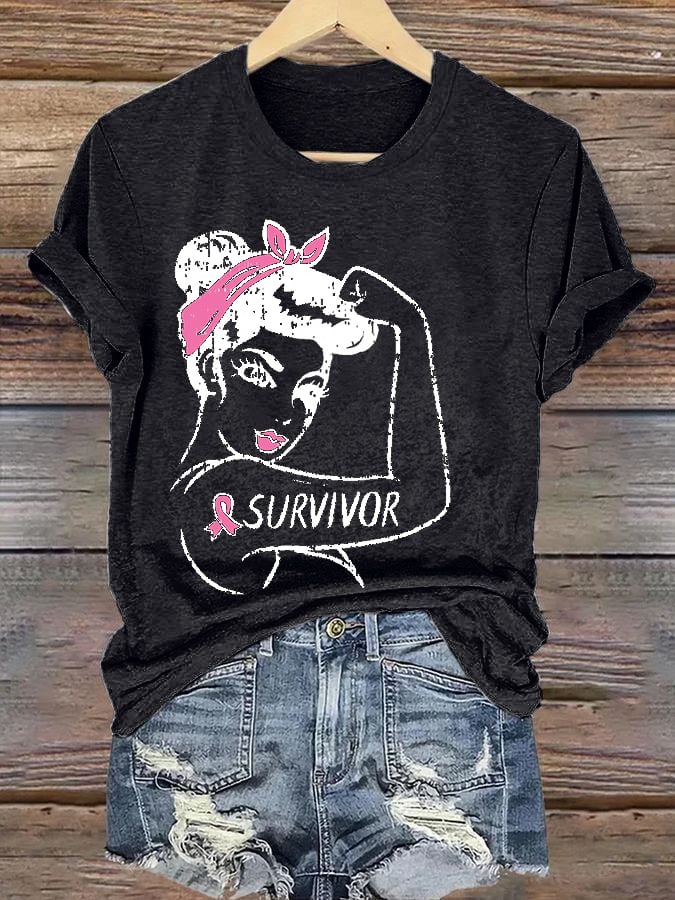 Women's Casual Breast Cancer Survivor Short Sleeve T-Shirt