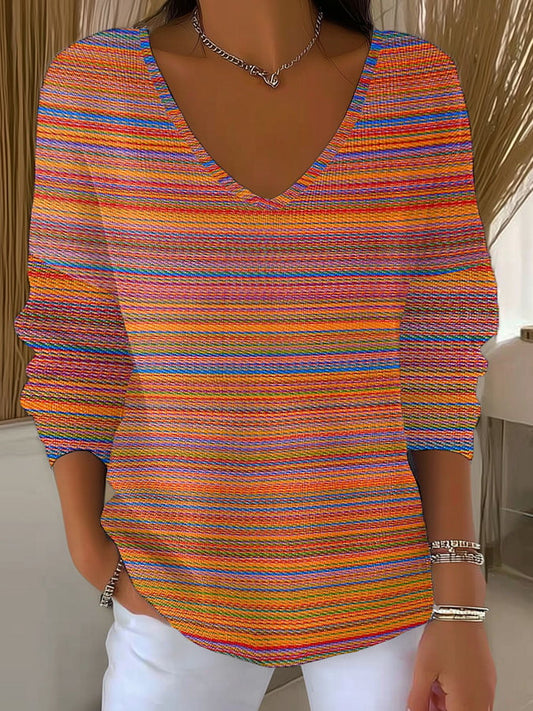 Women's Retro Autumn Gradient Print Sweater
