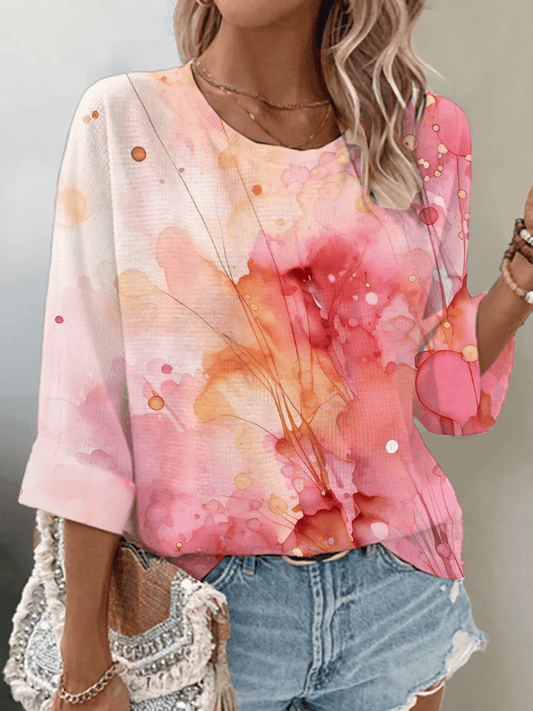 Women's Breast Cancer Awareness Print 3/4 Sleeve T-Shirt