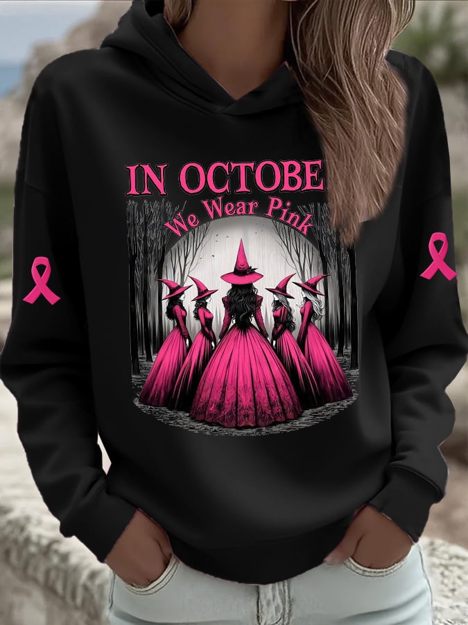 Women's Casual Pink Witch Hoodie