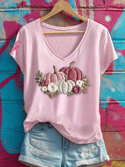 Women's Casual Pink Pumpkin T-Shirt
