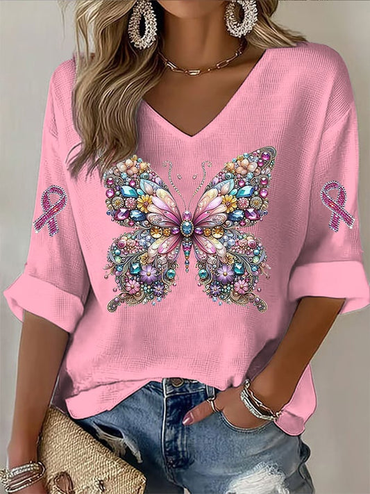 Women's  Breast Cancer Awareness Support Print Shirt