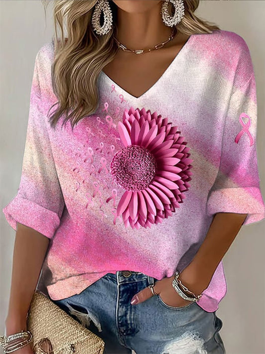 Women's  Breast Cancer Awareness Support Print Shirt