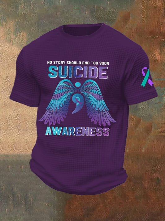 Men's Suicide Prevention Awareness Print Waffle T-Shirt