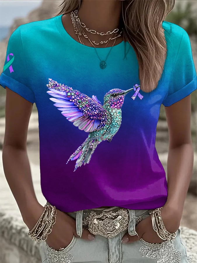Women's Suicide Awareness Print Casual T-shirt