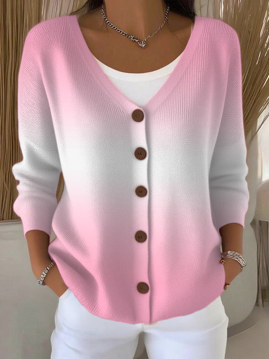 Women's Casual Autumn And Winter Gradient Cardigan