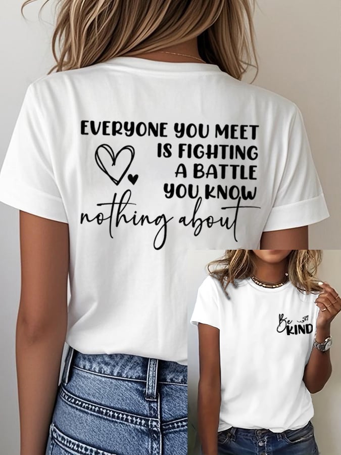 Women's Mental Health Awareness Print Casual  T-Shirt