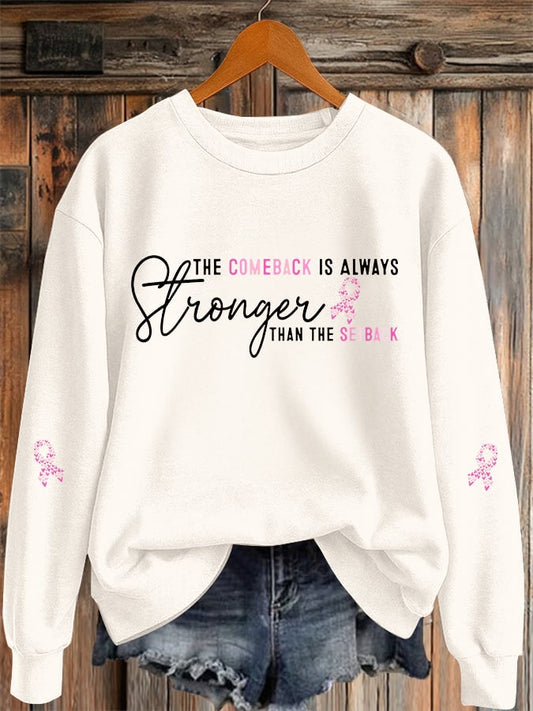 Women's Breast Cancer Awareness Print Casual Sweatshirt