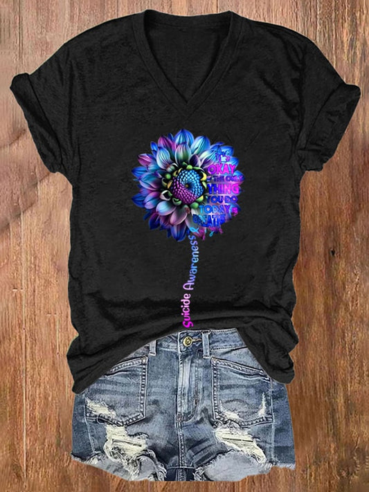 Women'S Suicide Prevention Printed Casual T-Shirt