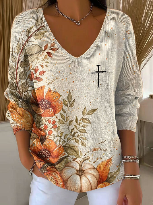 Women's Autumn Art Design Printed Pit Fabric Fabric Long Sleeve T-Shirt