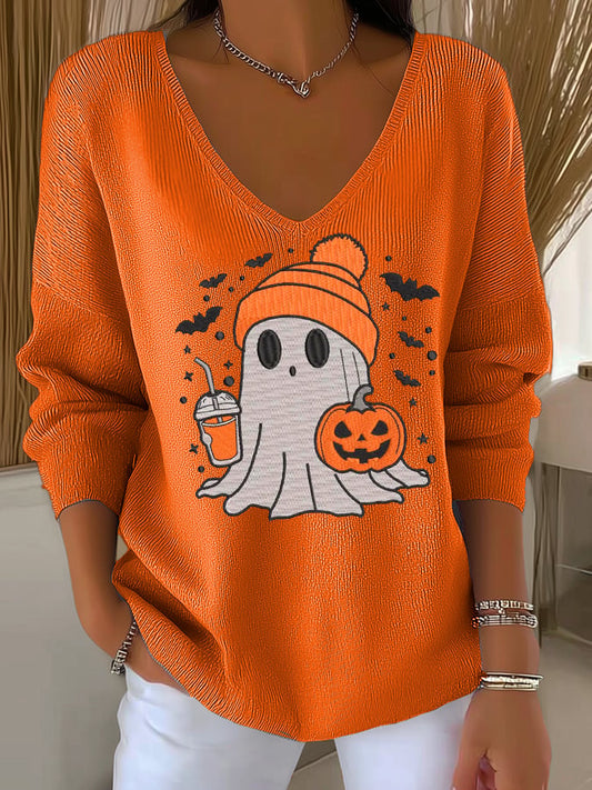 Women's Autumn Ghost Striped Long-Sleeved Top