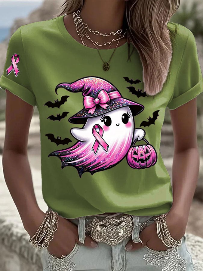 Women's Breast Cancer Print Casual T-shirt