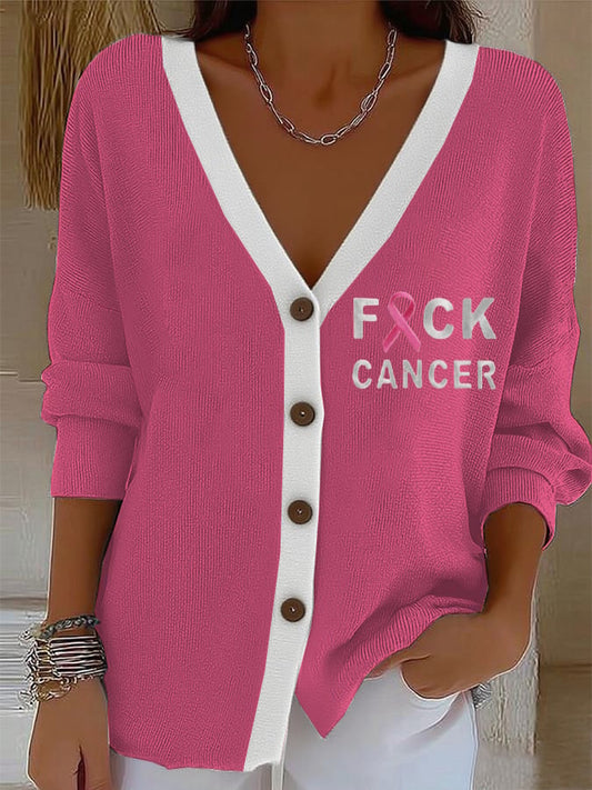 Women's Breast Cancer Pink Flowers Printing knitwear