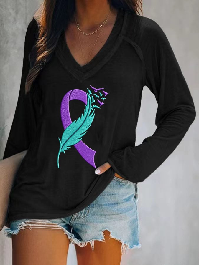 Women's Suicide Prevention Awareness Print Casual T-Shirt