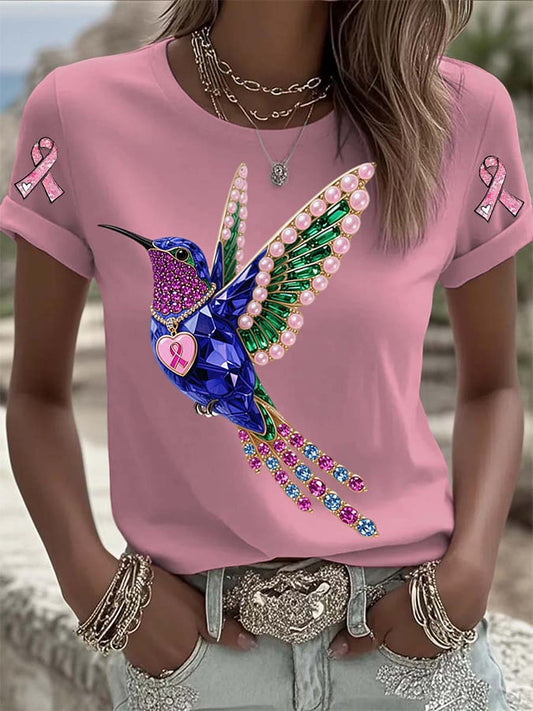 Breast Cancer Awareness Support Print T-Shirt