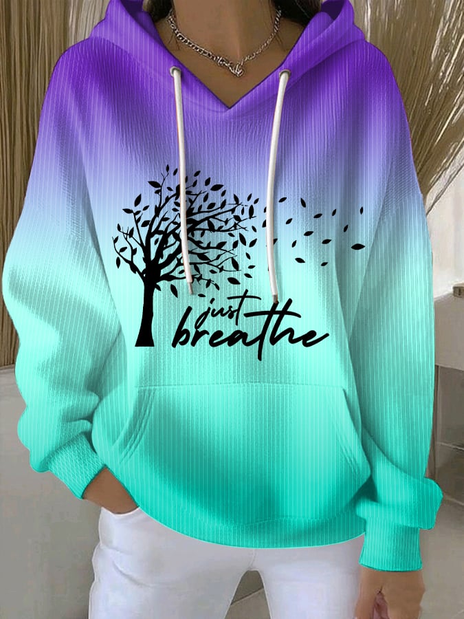 Women's Just Breathe Print Casual Sweatshirt