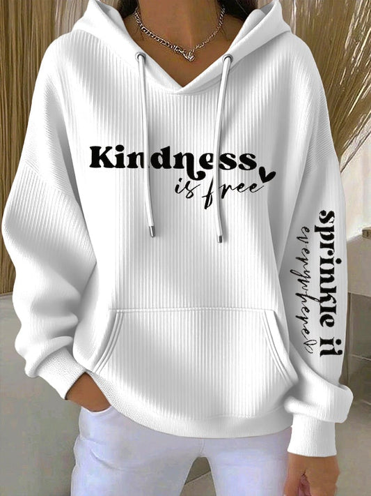 Women's Mental Health Slogan kindness  Printed Casual Hooded Sweatshirt