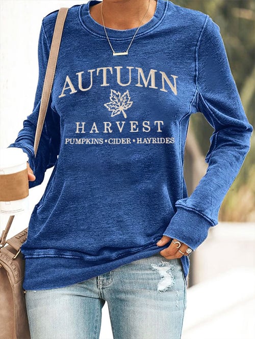 Women's Autumn Pumpkin Print Sweatshirt