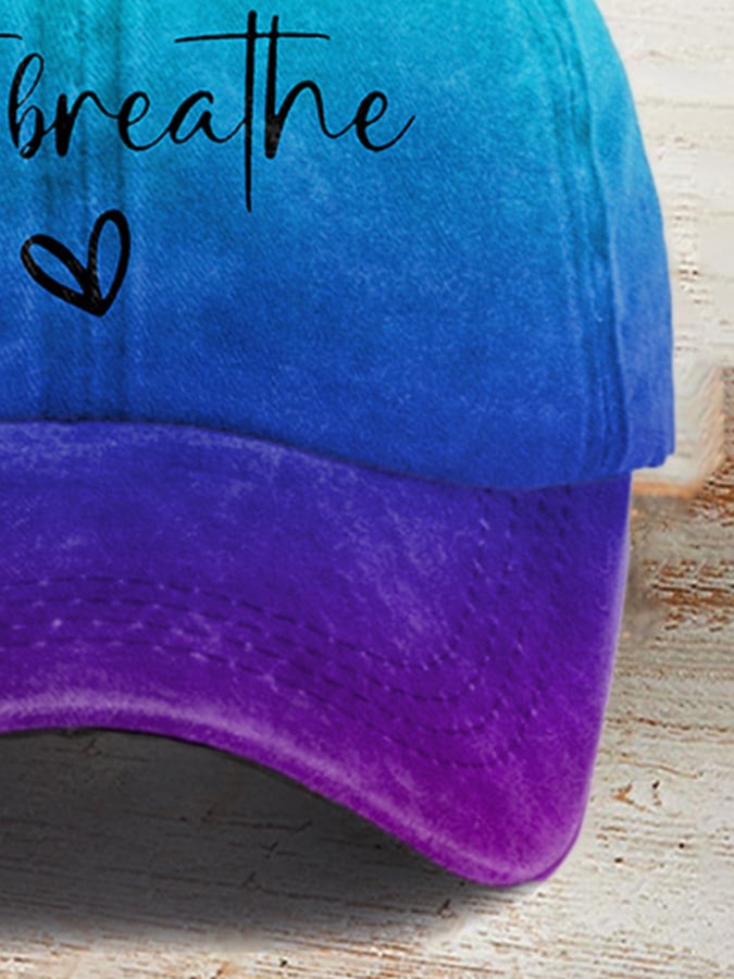Unisex Just Breathe Print Hat