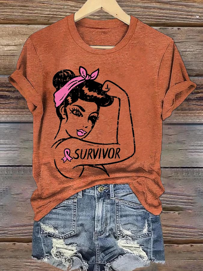 Women's Casual Breast Cancer Survivor Short Sleeve T-Shirt
