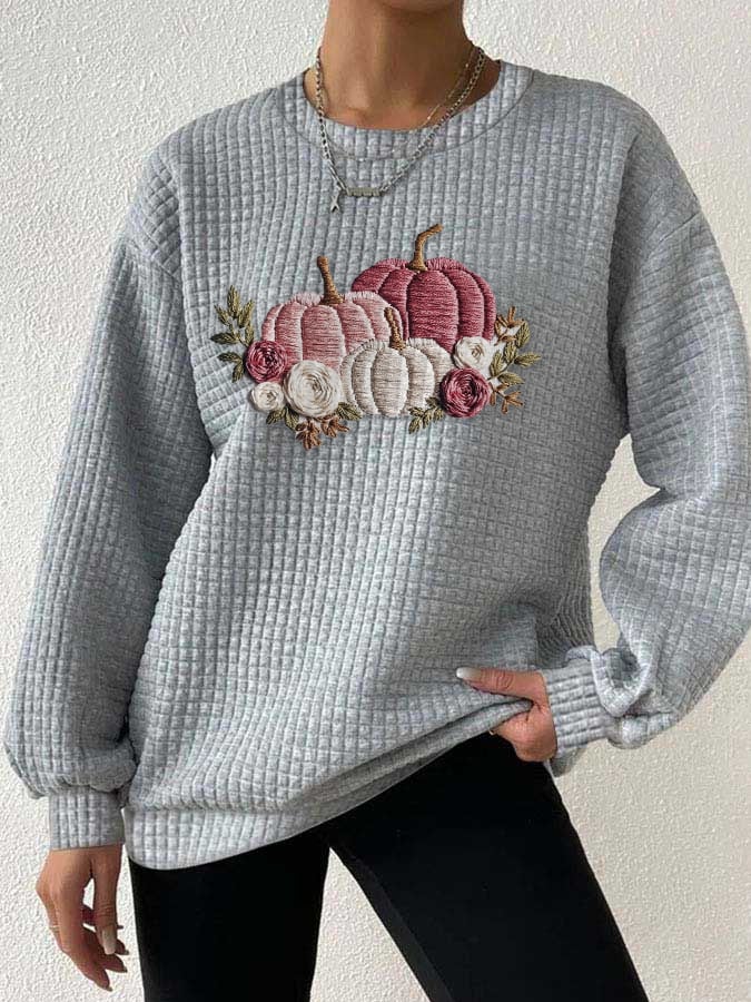 Women's Fall Pumpkin Check Sweatshirt