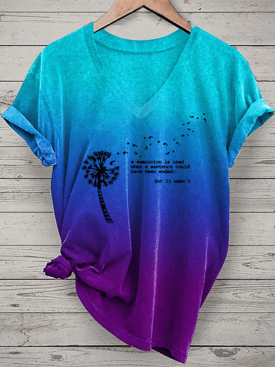 Women's  A Semicolon Is Used When A Sentence Could Have Been Ended Print Shirt