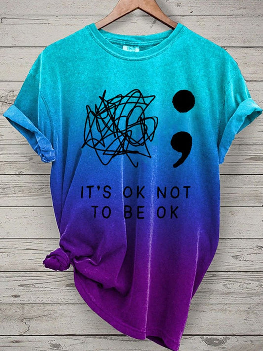 Women's Suicide Prevention Awareness Print Casual T-Shirt