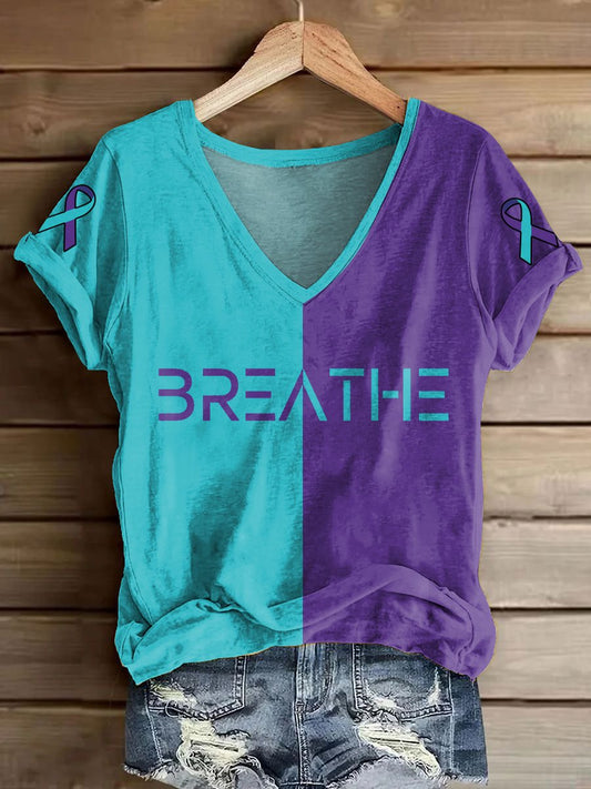 Women's Just Breathe Printed Casual T-Shirt