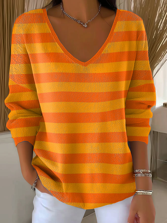 Women's Autumn Casual Gradient Striped Bottoming Shirt