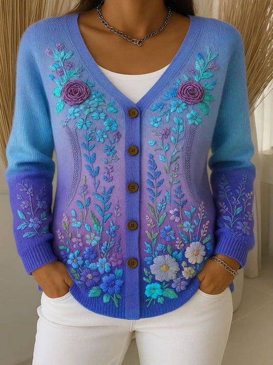 Women's Mental Health  Print Chunky Knit Cardigan