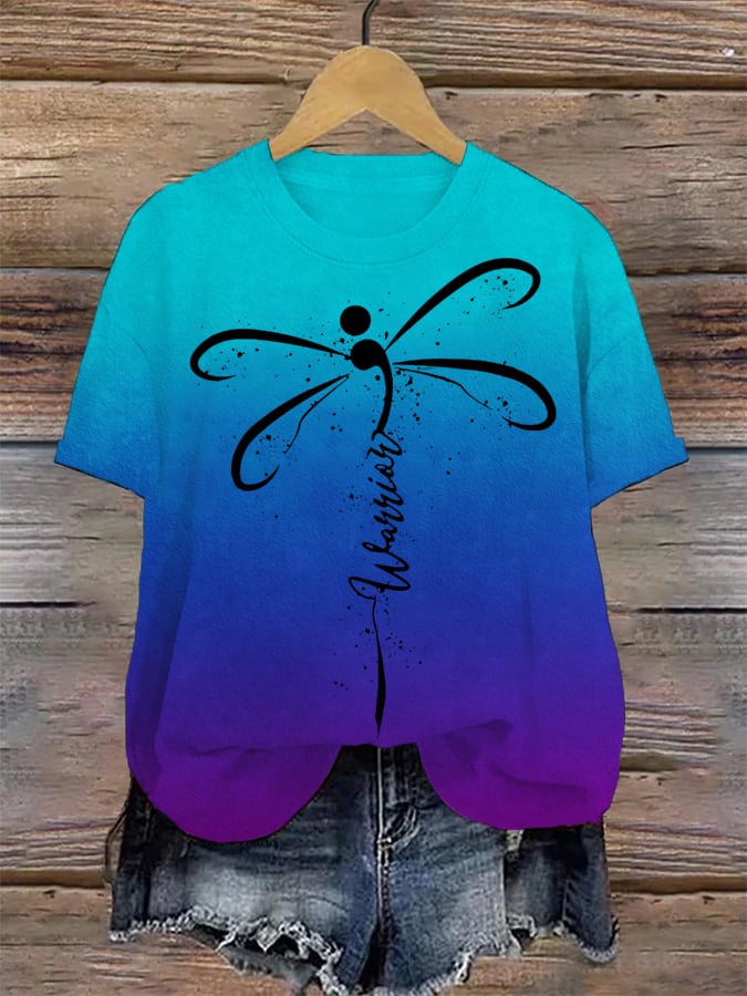 Women's Suicide Prevention Awareness Printed Casual T-Shirt
