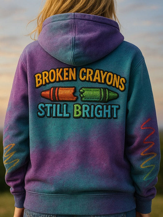 Women's Vintage Broken Crayons Still Bright Print Sweatshirt