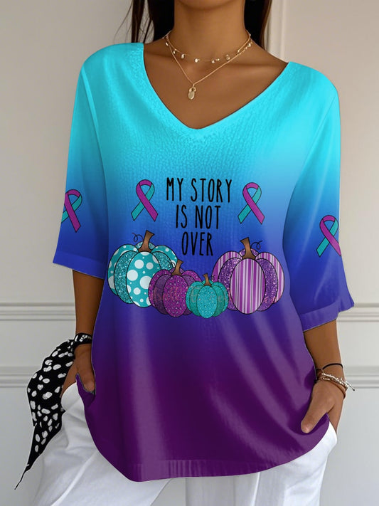 Women's My Story Is Not Over Suicide Prevention Awareness Print Mid Sleeve T-Shirt