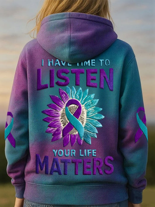 Women's Suicide Prevention Awareness Graphic Print Hoodie