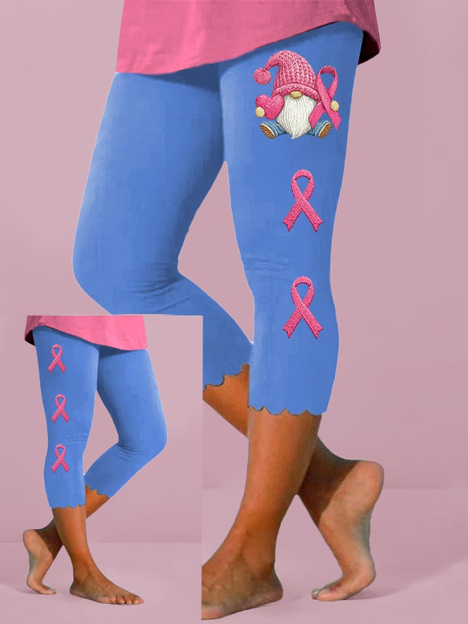 Women's Breast Cancer Awareness Print Cropped Leggings