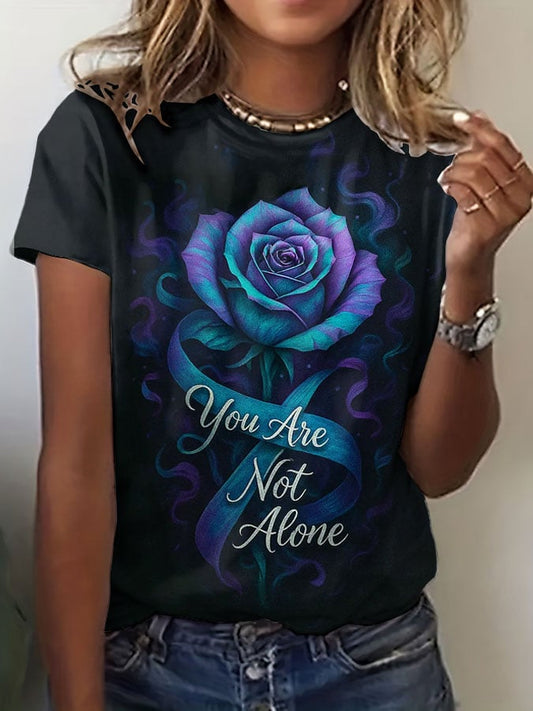 Women's You Are Not Alone Printed Round Neck T-Shirt