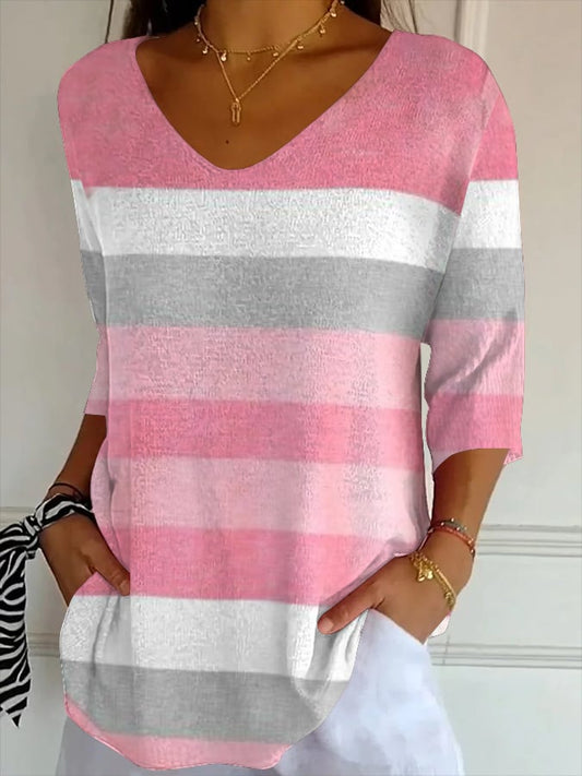 Women's Pink Striped T-Shirt