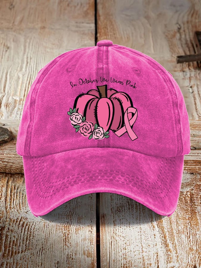 Unisex  In October We Wear Pink Print Baseball Cap