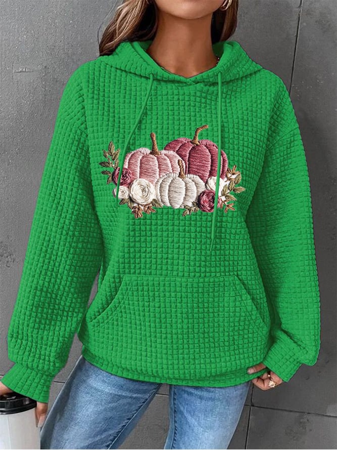Women's Pink Thanksgiving Pumpkin Print Hoodie
