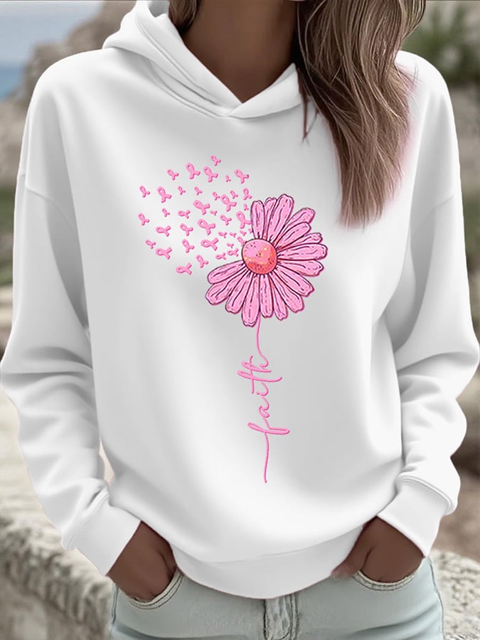 Women's Breast Cancer Faith Print Sweatshirt