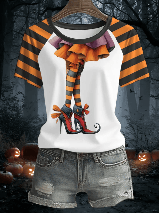 Women's Halloween  Witch  Printed Short-Sleeved T-Shirt