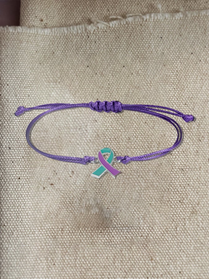 Casual Disease Awareness Alzheimer's Breast Cancer Braided Bracelet