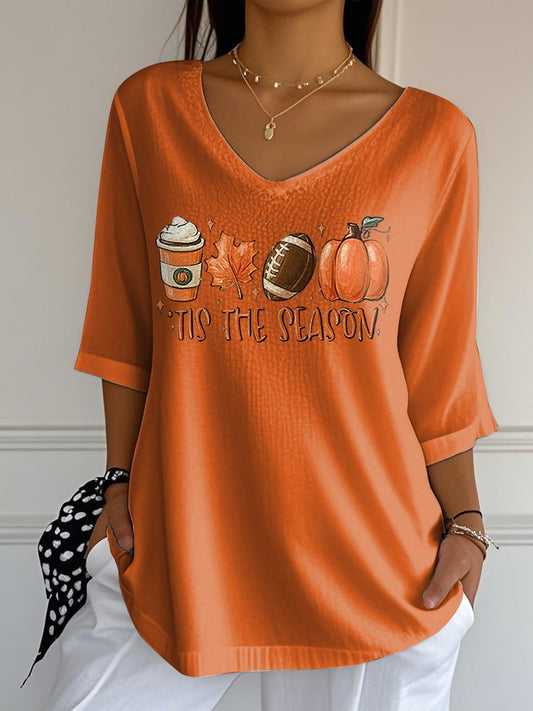 Women's Retro Tis The Season Print Mid Sleeve T-Shirt