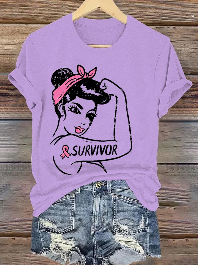 Women's Casual Breast Cancer Survivor Short Sleeve T-Shirt