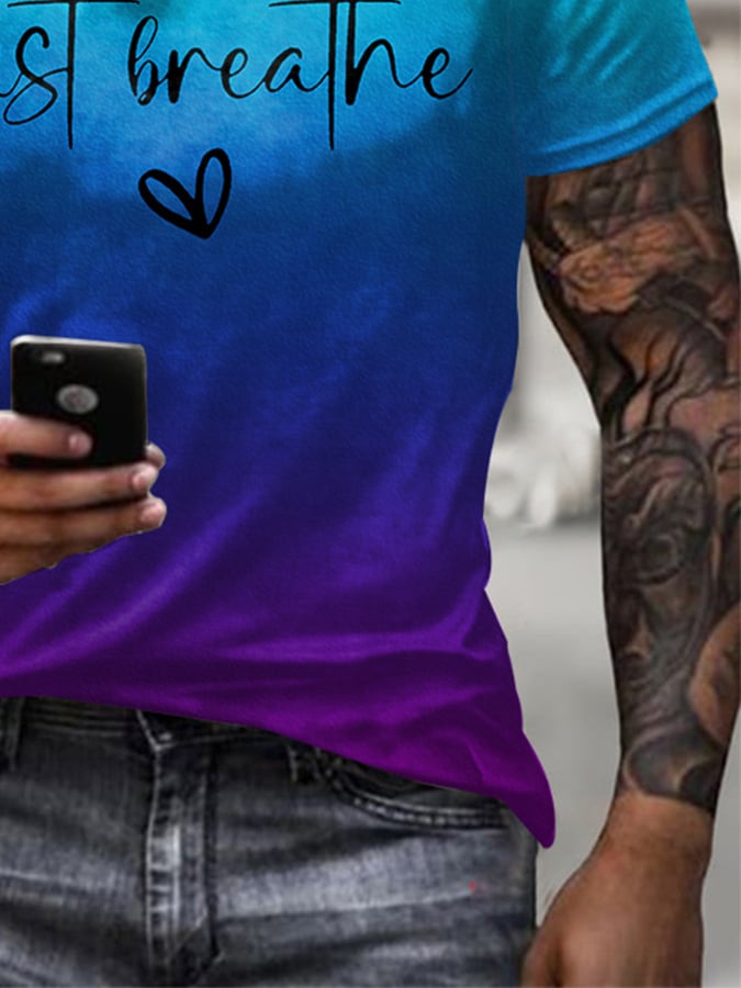 Men's Just Breathe Print Casual T-Shirt