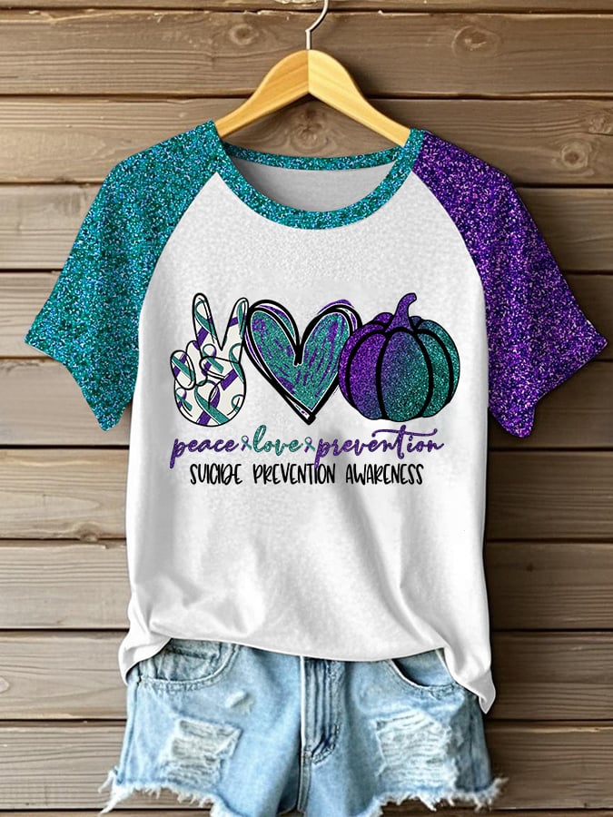 Women's Suicide Prevention Awareness Printed T-Shirt