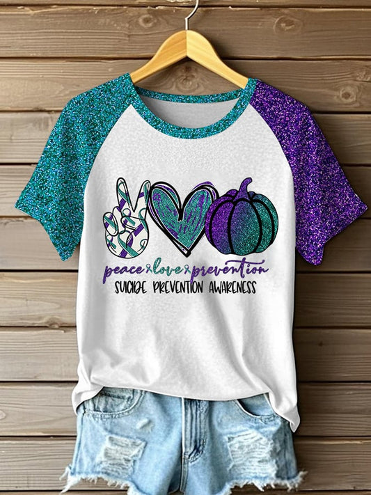 Women's Suicide Prevention Awareness Printed T-Shirt