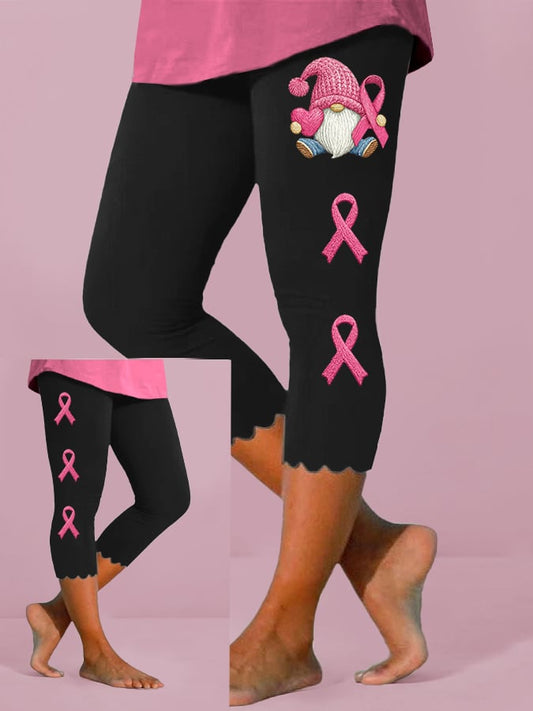 Women's Breast Cancer Awareness Print Cropped Leggings