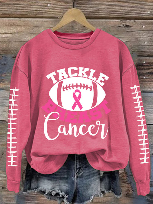 Women's Breast Cancer Awareness Print Casual Sweatshirt